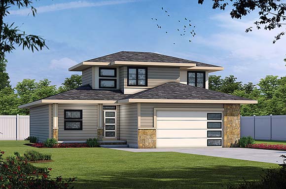 Contemporary House Plan 75788 with 3 Beds, 3 Baths, 2 Car Garage Elevation