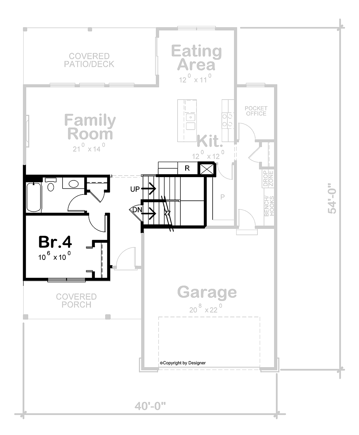 Modern House Plan 75790 with 3 Beds, 3 Baths, 2 Car Garage Alternate Level One