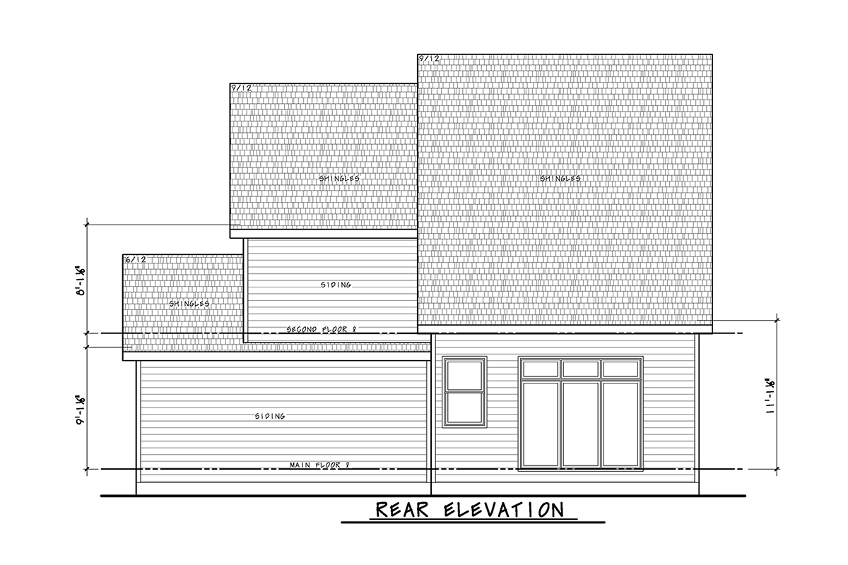 Craftsman House Plan 75791 with 4 Beds, 4 Baths, 2 Car Garage Rear Elevation