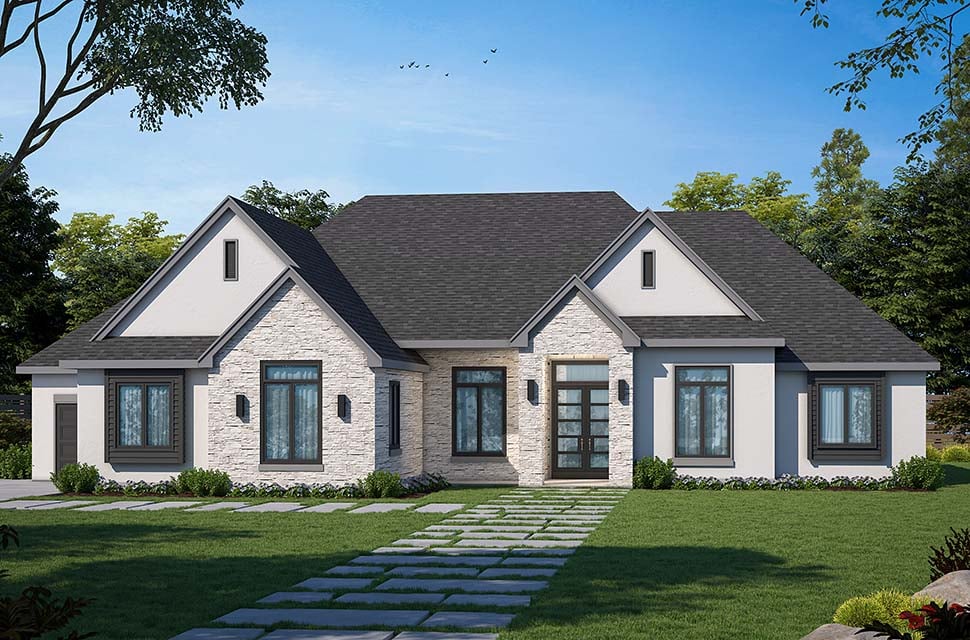 House Plan 75798 - Modern Style with 2449 Sq Ft, 3 Bed, 2 Bath, 1