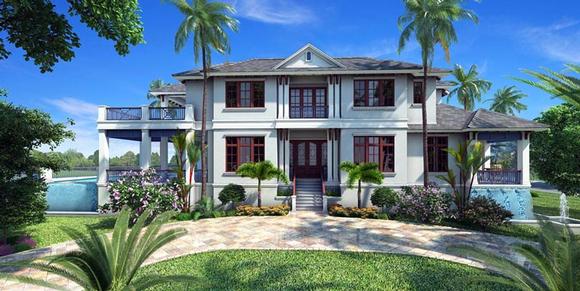 Florida, Mediterranean House Plan 75911 with 5 Beds, 6 Baths, 3 Car Garage Elevation