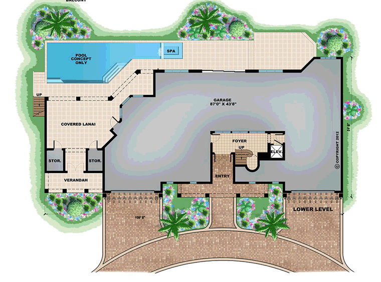 House Plan 75922 - Coastal Style with 6680 Sq Ft, 4 Bed, 4 Bath,