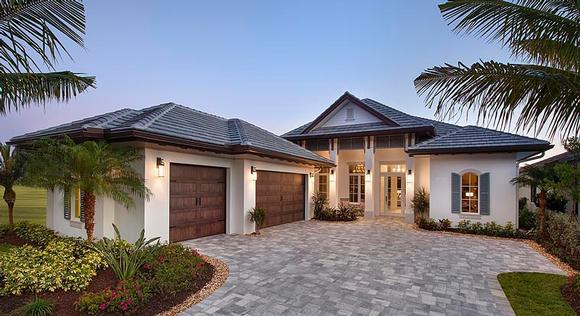 Florida, Mediterranean House Plan 75927 with 3 Beds, 4 Baths, 3 Car Garage Elevation