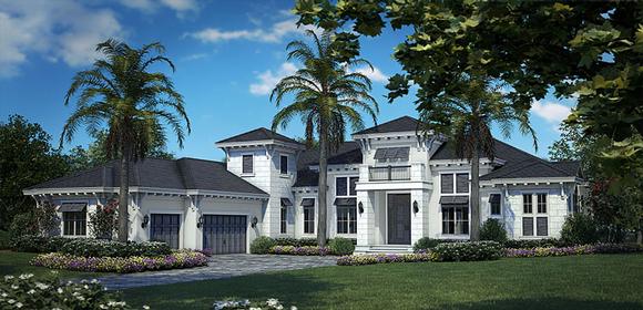 Florida, Mediterranean House Plan 75929 with 4 Beds, 6 Baths, 3 Car Garage Elevation