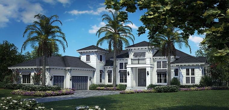 Florida, Mediterranean House Plan 75929 with 4 Beds, 6 Baths, 3 Car Garage Elevation