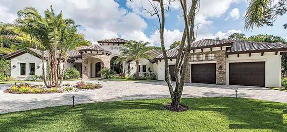 Florida, Mediterranean House Plan 75932 with 4 Beds, 5 Baths, 3 Car Garage Elevation