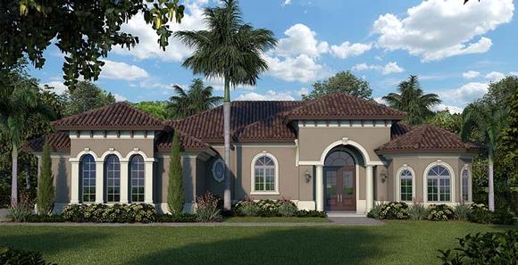 Florida, Mediterranean House Plan 75939 with 3 Beds, 3 Baths, 3 Car Garage Elevation