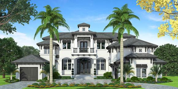 Florida, Mediterranean House Plan 75954 with 4 Beds, 6 Baths, 3 Car Garage Elevation