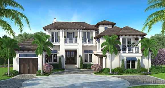 Florida, Mediterranean House Plan 75956 with 5 Beds, 7 Baths, 3 Car Garage Elevation