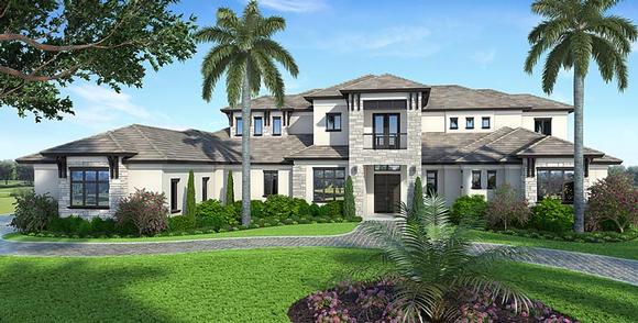 Coastal, Florida, Mediterranean House Plan 75963 with 5 Beds, 7 Baths, 4 Car Garage Elevation