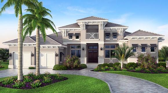 Florida, Mediterranean House Plan 75970 with 4 Beds, 5 Baths, 2 Car Garage Elevation