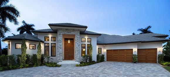 Contemporary, Modern, Southwest House Plan 75982 with 3 Beds, 4 Baths, 3 Car Garage Elevation