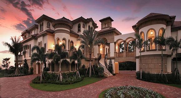 Coastal, Mediterranean House Plan 75984 with 6 Beds, 7 Baths, 8 Car Garage Elevation