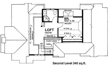 Contemporary House Plan 76003 with 2 Beds, 2 Baths Second Level Plan