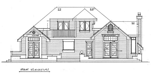 Contemporary Plan with 1470 Sq. Ft., 2 Bedrooms, 2 Bathrooms Rear Elevation