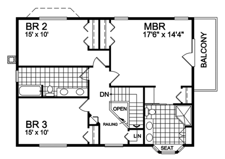 Ranch House Plan 76006 with 3 Beds, 3 Baths Second Level Plan