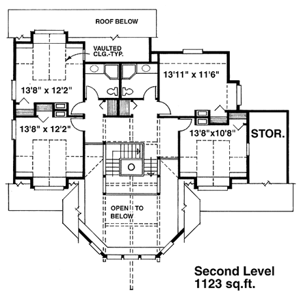Contemporary House Plan 76007 with 6 Beds, 3 Baths Second Level Plan