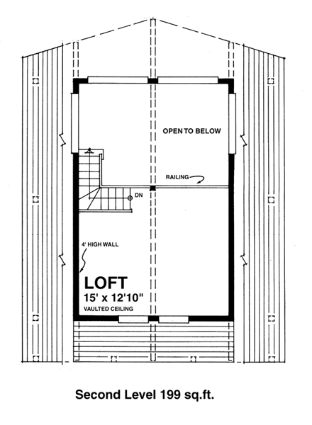 Contemporary, Narrow Lot House Plan 76008 with 1 Beds, 1 Baths Second Level Plan