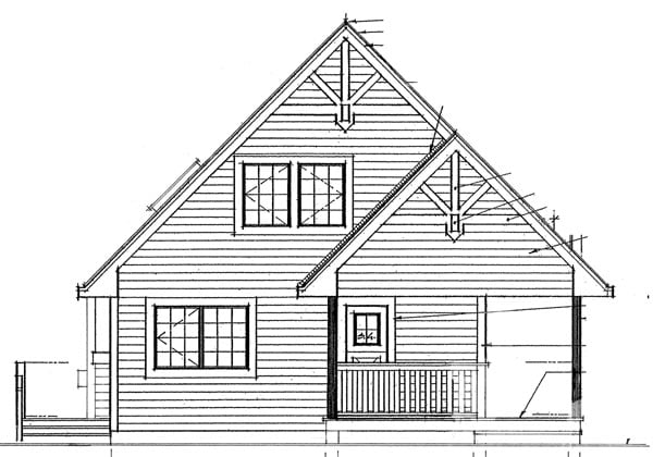 Cabin, Contemporary House Plan 76012 with 3 Beds, 2 Baths Rear Elevation