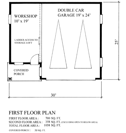 2 Car Garage Plan 76013 First Level Plan