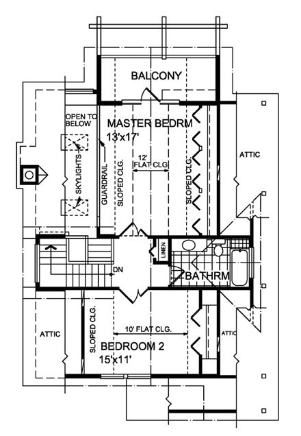 Cabin, Cottage House Plan 76014 with 5 Beds, 3 Baths Second Level Plan