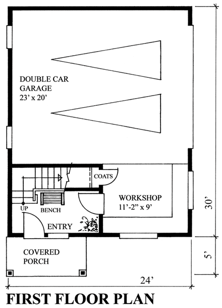 2 Car Garage Plan 76015 First Level Plan