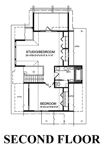Cabin, Cottage House Plan 76016 with 3 Beds, 2 Baths Second Level Plan