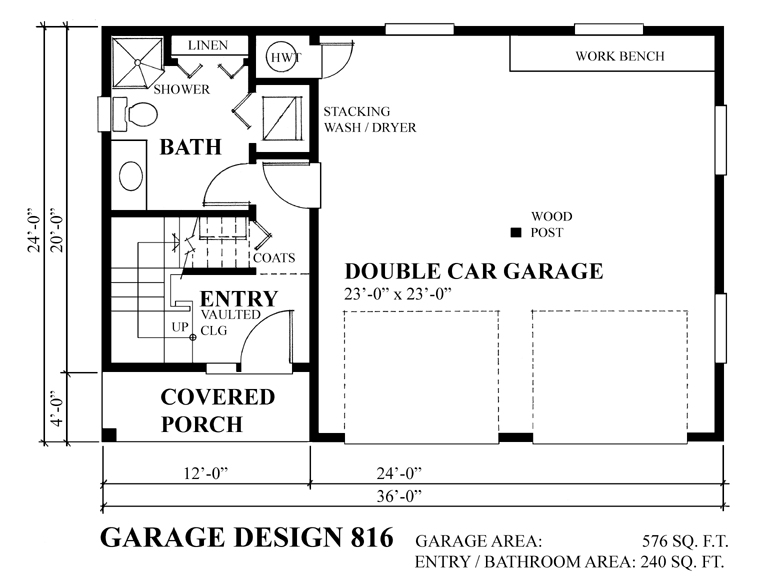 2 Car Garage Plan 76024 Level One
