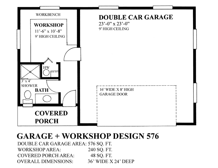 2 Car Garage Plan 76027 Level One
