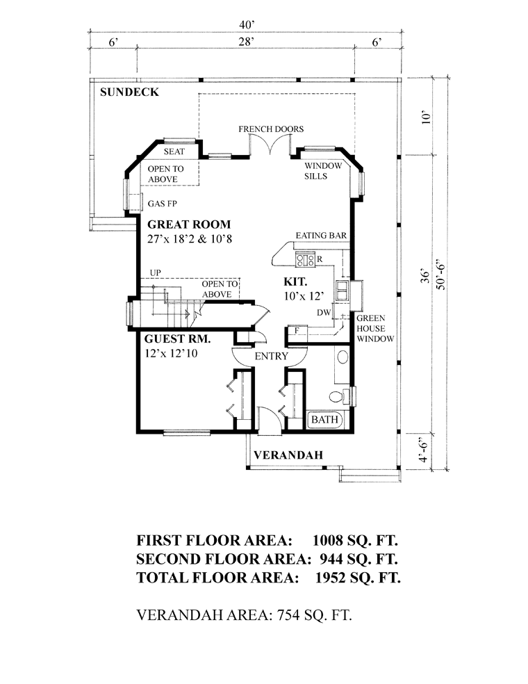 Cabin, Cottage House Plan 76032 with 3 Beds, 3 Baths Level One