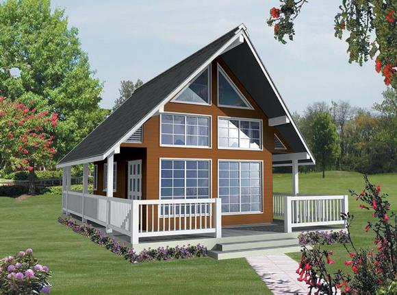 Cabin, Contemporary, Cottage House Plan 76033 with 1 Beds, 1 Baths Elevation