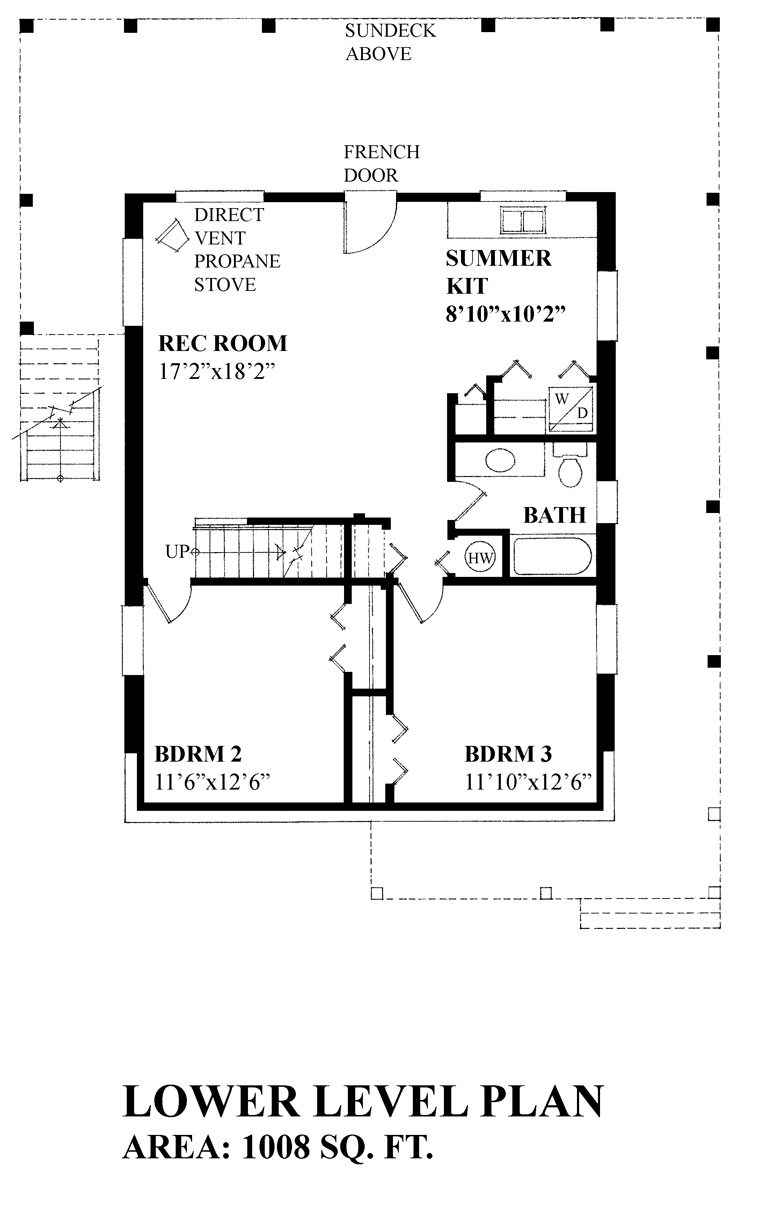 Cabin, Cottage House Plan 76036 with 4 Beds, 3 Baths Lower Level Plan