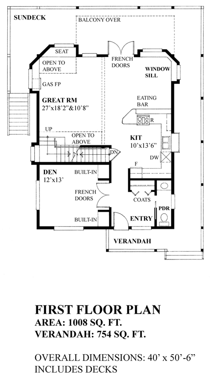 Cabin, Cottage House Plan 76036 with 4 Beds, 3 Baths First Level Plan