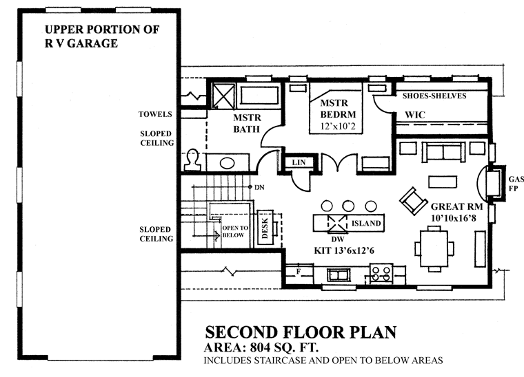 Craftsman 3 Car Garage Apartment Plan 76038 with 2 Beds, 2 Baths, RV Storage Level Two