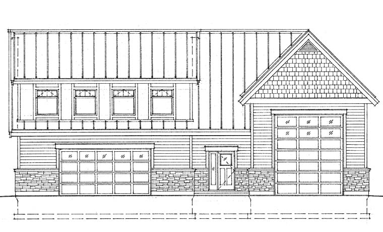 Craftsman, Traditional 4 Car Garage Apartment Plan 76039 with 1 Beds, 3 Baths, RV Storage Elevation