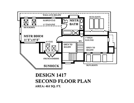 Cabin, Country House Plan 76057 with 2 Beds, 2 Baths Second Level Plan