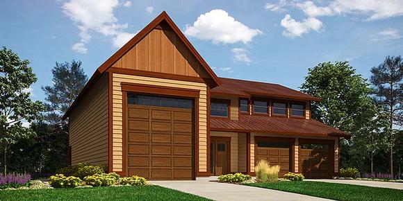 Contemporary, Traditional 3 Car Garage Apartment Plan 76061 with 1 Beds, 2 Baths, RV Storage Elevation