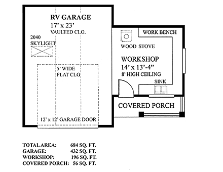 Traditional 1 Car Garage Plan 76062, RV Storage First Level Plan