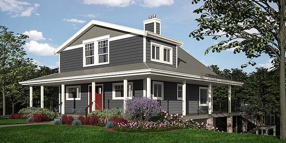 Cabin, Coastal, Cottage, Country House Plan 76066 with 4 Beds, 3 Baths Elevation