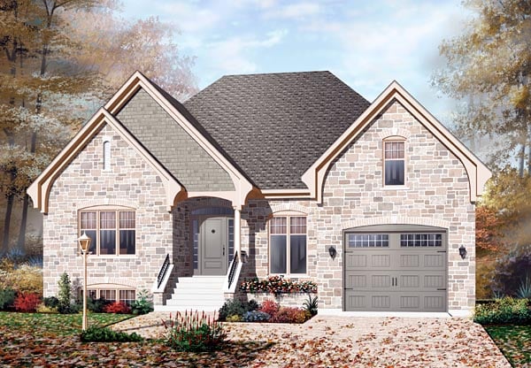 European, Traditional House Plan 76112 with 2 Beds, 1 Baths, 1 Car Garage Elevation