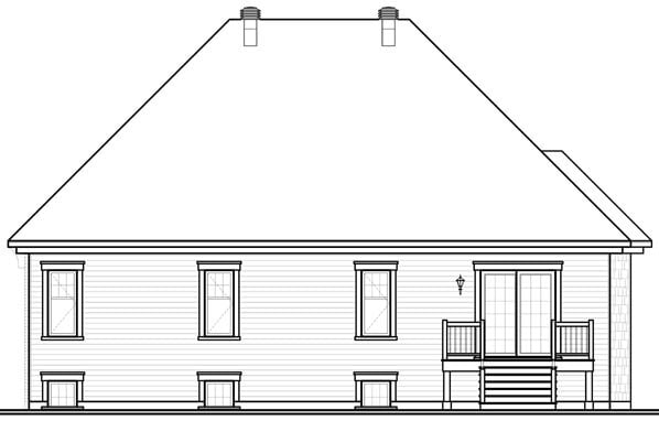 European, Traditional House Plan 76112 with 2 Beds, 1 Baths, 1 Car Garage Rear Elevation
