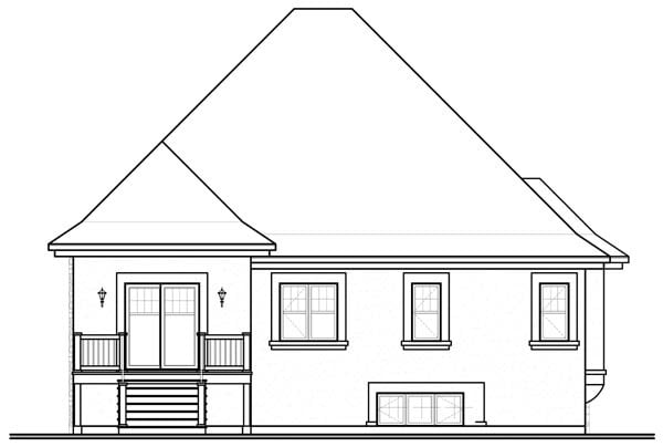 European, Traditional House Plan 76113 with 2 Beds, 1 Baths, 1 Car Garage Rear Elevation