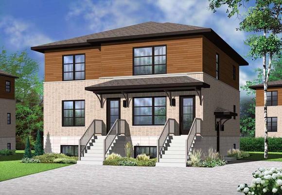 Contemporary Multi-Family Plan 76115 with 6 Beds, 3 Baths Elevation