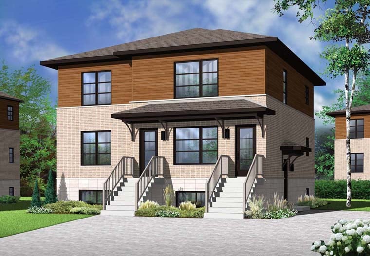 Contemporary Multi-Family Plan 76115 with 6 Beds, 3 Baths Elevation
