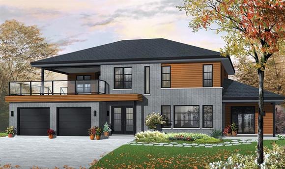 Contemporary House Plan 76121 with 3 Beds, 2 Baths, 2 Car Garage Elevation