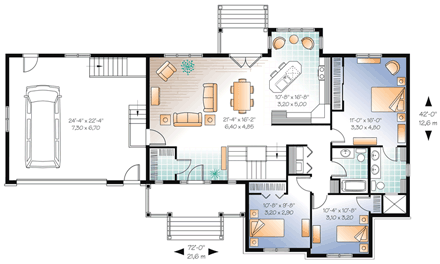 Country, Craftsman House Plan 76135 with 6 Beds, 2 Baths, 2 Car Garage First Level Plan