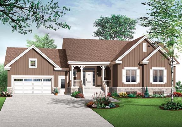 Country, Craftsman House Plan 76135 with 6 Beds, 2 Baths, 2 Car Garage Elevation