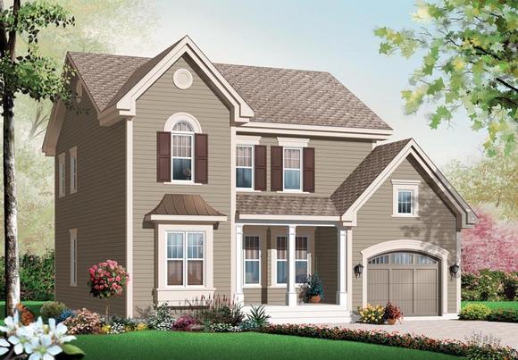 Traditional House Plan 76141 with 3 Beds, 3 Baths, 1 Car Garage Elevation