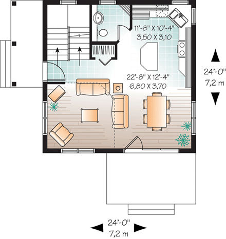 Cabin, Traditional House Plan 76149 with 2 Beds, 2 Baths First Level Plan