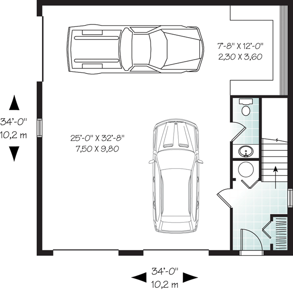 Traditional 3 Car Garage Plan 76154 Level One